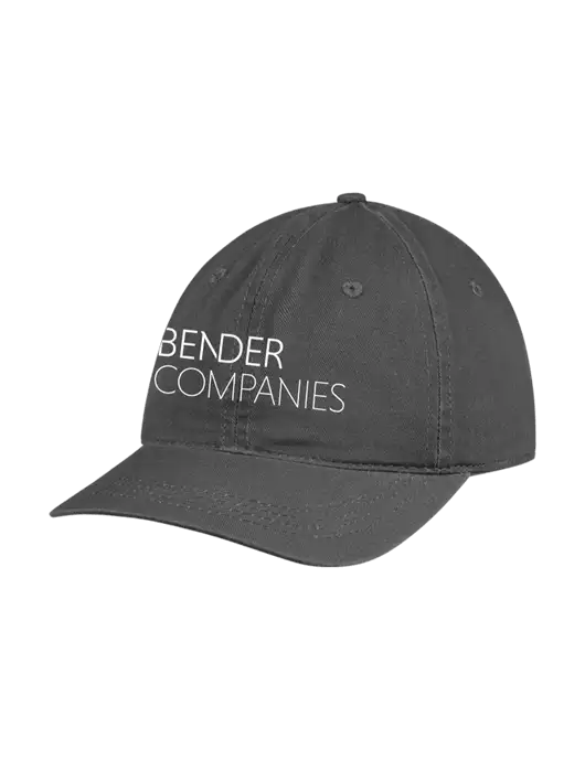 Garment Washed Unstructured Twill Charcoal Cap w/Bender Companies Logo