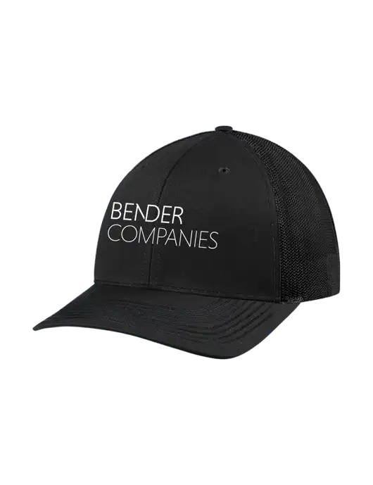 Richardson Adjustable Snapback Original 112 Trucker Cap Black w/Black Mesh w/Bender Companies Logo