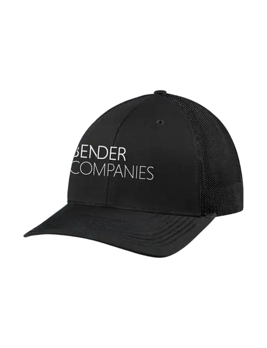 Richardson Adjustable Snapback Original 112 Trucker Cap Black w/Black Mesh w/Bender Companies Logo