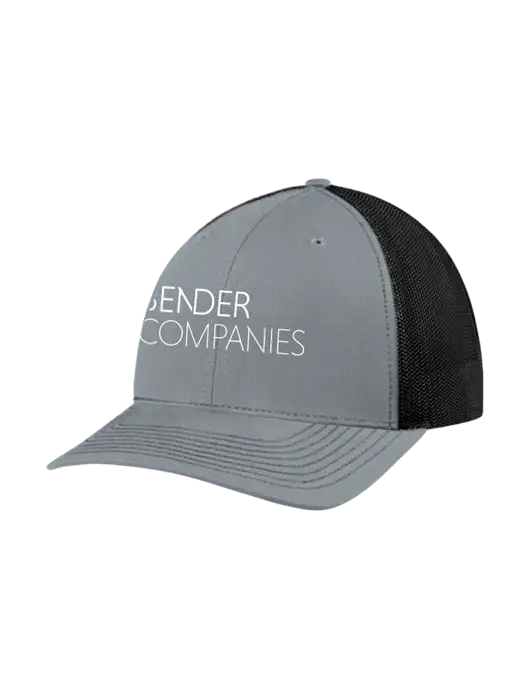Richardson Adjustable Snapback Original 112 Trucker Cap Heather Grey w/Black Mesh w/Bender Companies Logo