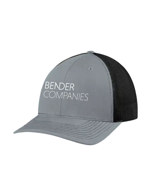 Richardson Adjustable Snapback Original 112 Trucker Cap Heather Grey w/Black Mesh w/Bender Companies Logo