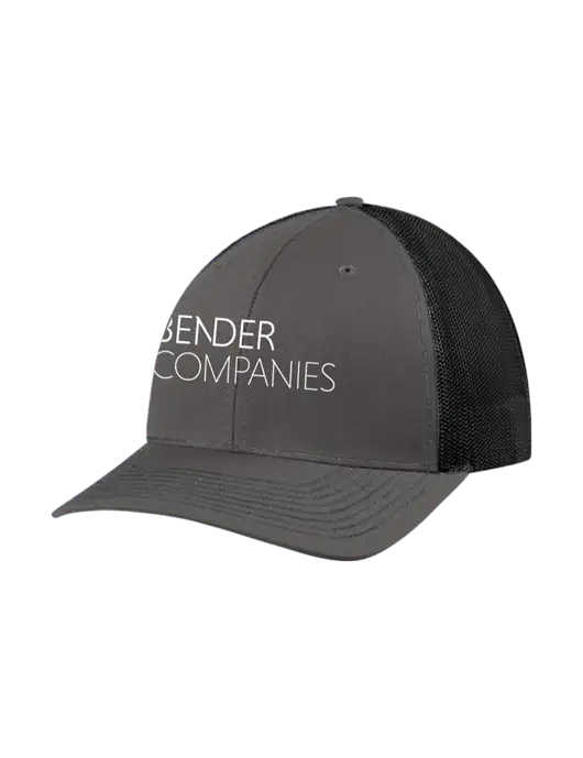 Richardson Adjustable Snapback Original 112 Trucker Cap Dark Grey w/Black Mesh w/Bender Companies Logo