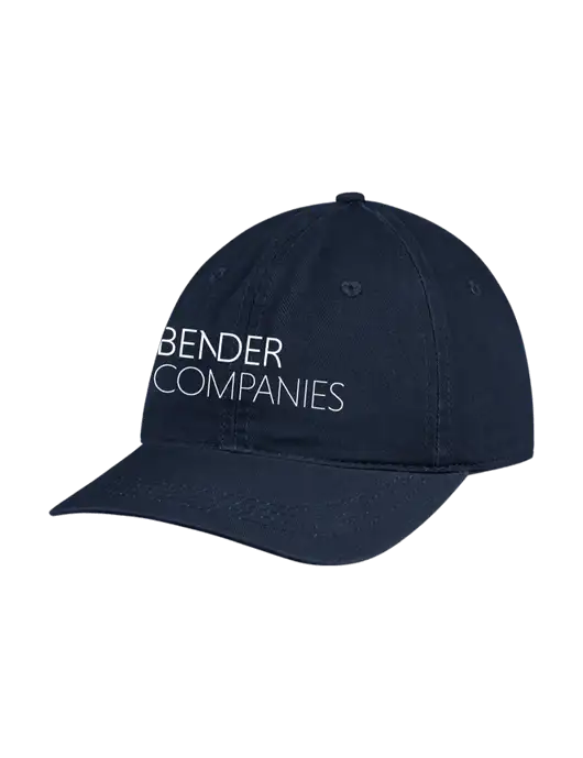 Garment Washed Unstructured Twill Navy Cap w/Bender Companies Logo