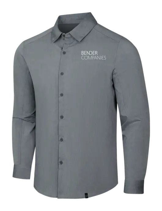 OGIO Medium Grey Heather Commuter Woven Shirt w/Bender Companies Logo