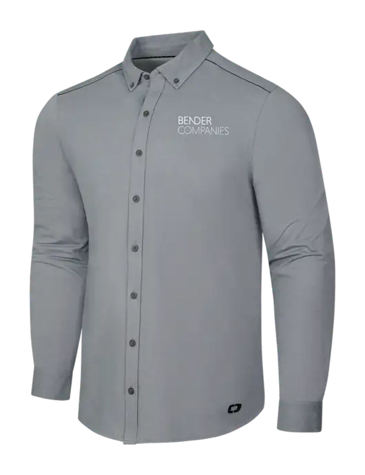 OGIO Medium Grey Heather Modern Code Stretch Button-Up Shirt w/Bender Companies Logo