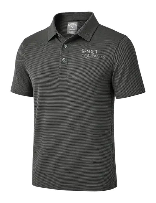 Callaway Black Fine Line Stripe Polo w/Bender Companies Logo