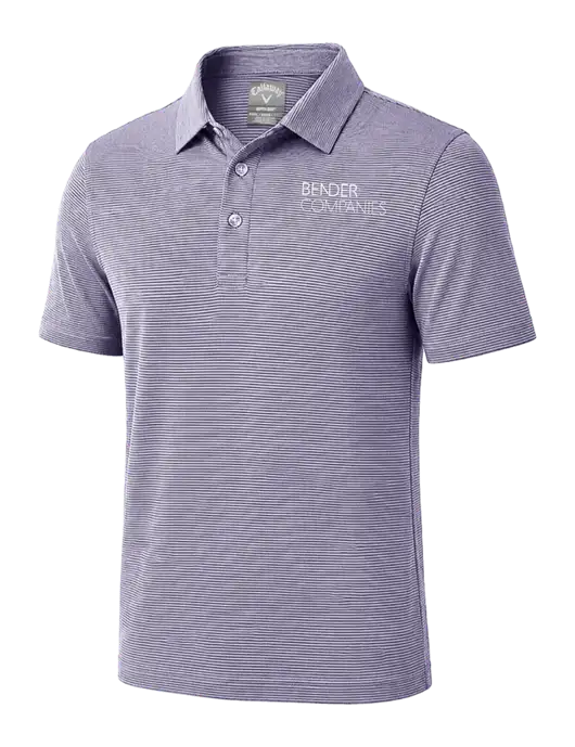 Callaway Navy Fine Line Stripe Polo w/Bender Companies Logo