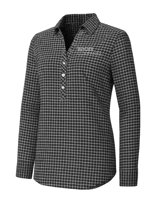 Womens Dark Grey/White City Stretch Shirt w/Bender Companies Logo