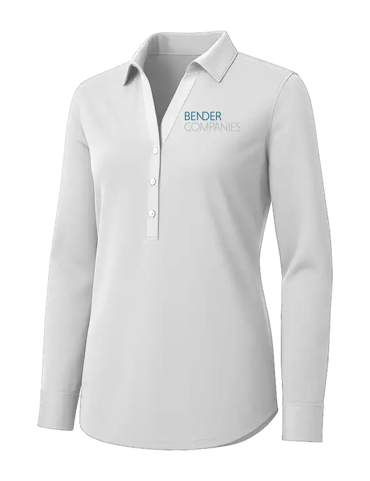 Womens White City Stretch Shirt w/Bender Companies Logo