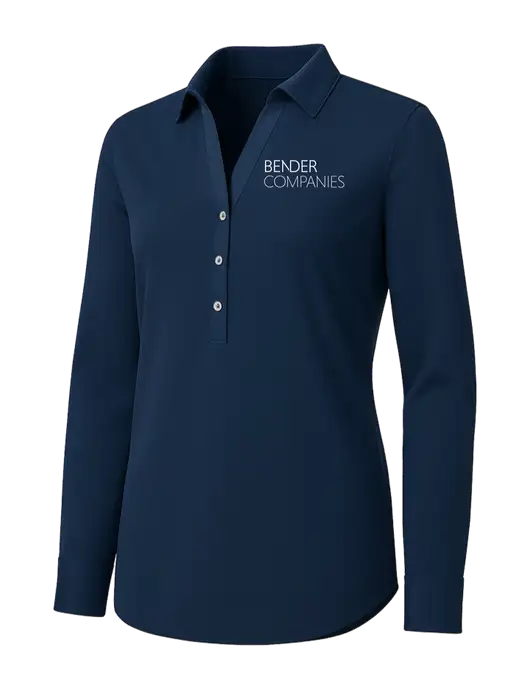 Womens Navy City Stretch Shirt w/Bender Companies Logo