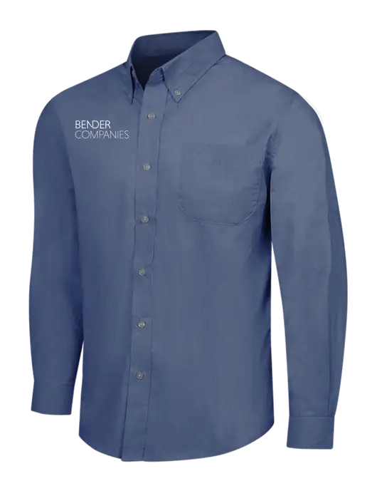 Light Navy Crosshatch Easy Care Shirt w/Bender Companies Logo