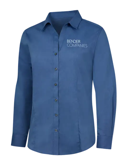 Light Navy Womens Crosshatch Easy Care Shirt w/Bender Companies Logo