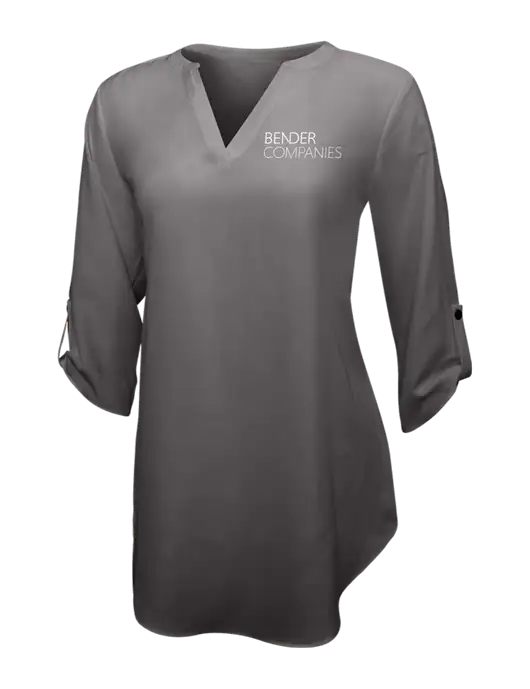 Dark Grey Womens 3/4 Sleeve Tunic Blouse w/Bender Companies Logo
