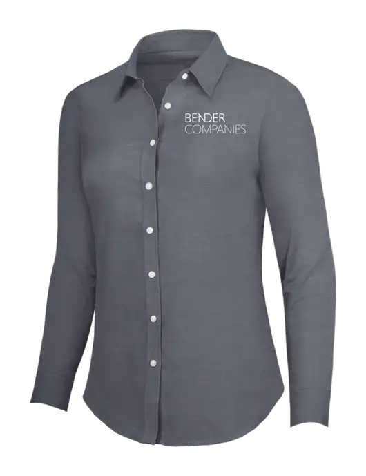Dark Grey Womens SuperPro Oxford Shirt w/Bender Companies Logo
