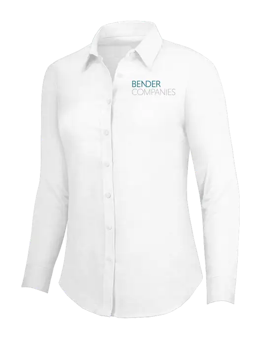 White Womens SuperPro Oxford Shirt w/Bender Companies Logo
