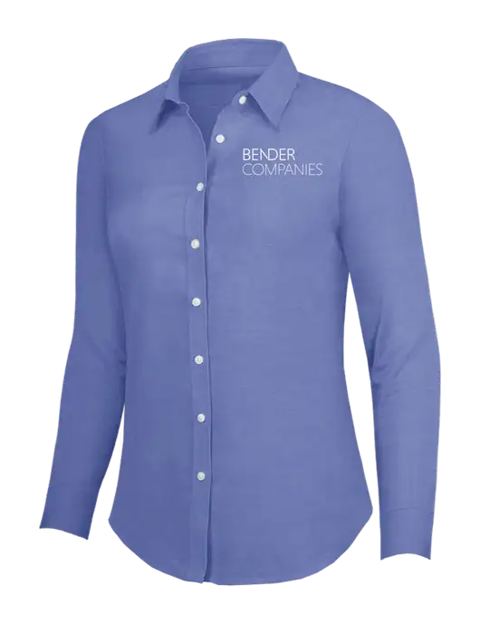 Navy Womens SuperPro Oxford Shirt w/Bender Companies Logo