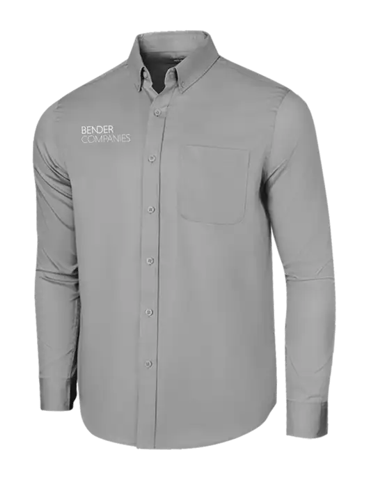 Long Sleeve Light Grey Superpro React Twill Shirt w/Bender Companies Logo