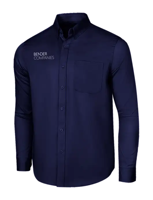 Long Sleeve Navy Superpro React Twill Shirt w/Bender Companies Logo