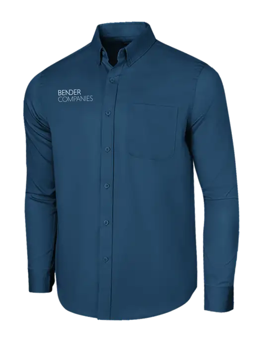 Long Sleeve Light Navy Superpro React Twill Shirt w/Bender Companies Logo