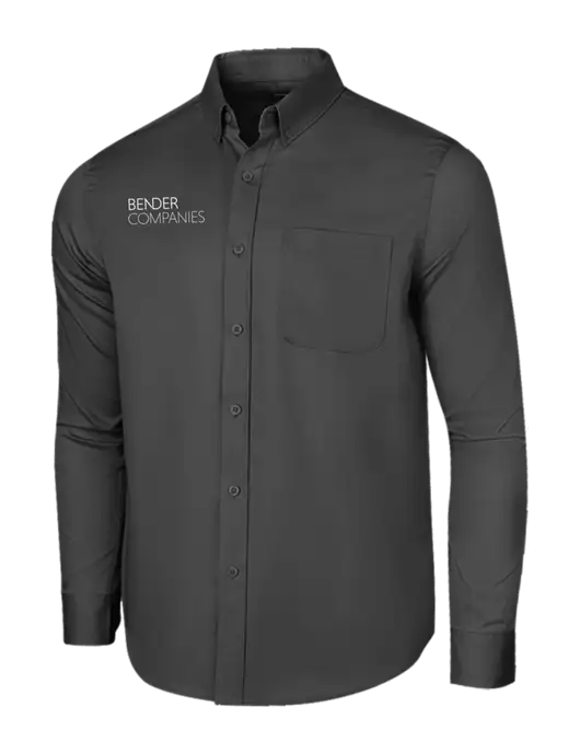 Long Sleeve Dark Grey Superpro React Twill Shirt w/Bender Companies Logo