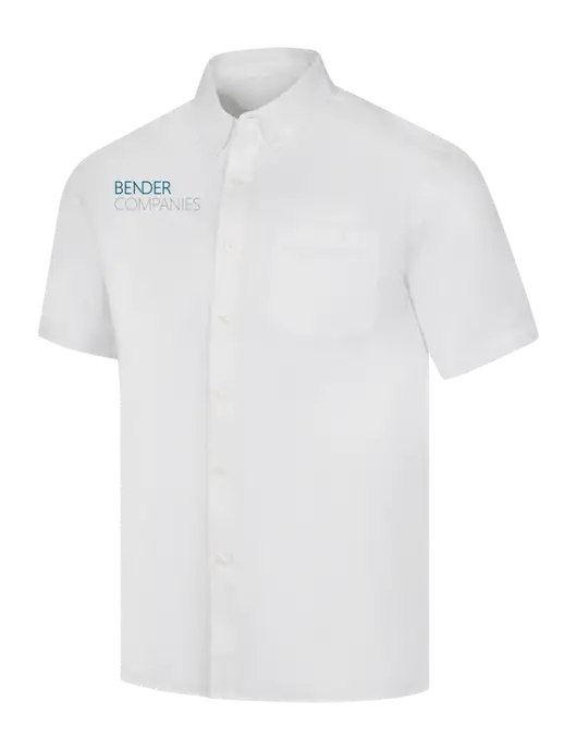 Short Sleeve White Superpro React Twill Shirt w/Bender Companies Logo