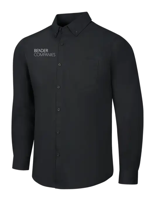 Black Long Sleeve Carefree Poplin Shirt w/Bender Companies Logo