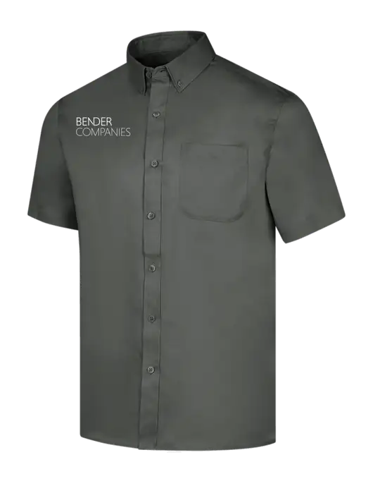 Short Sleeve Dark Grey Superpro React Twill Shirt w/Bender Companies Logo