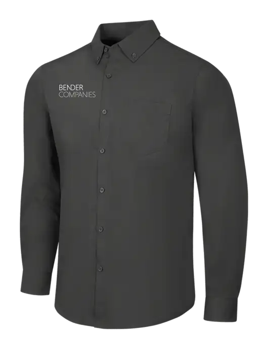 Dark Grey Long Sleeve Carefree Poplin Shirt w/Bender Companies Logo