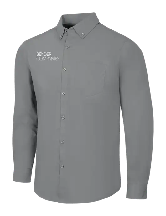 Medium Grey Long Sleeve Carefree Poplin Shirt w/Bender Companies Logo