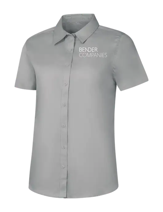 Womens Light Grey Short Sleeve Superpro React Twill Shirt w/Bender Companies Logo