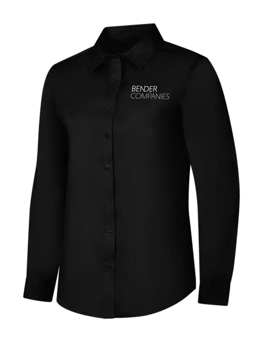 Womens Black Long Sleeve Superpro React Twill Shirt w/Bender Companies Logo