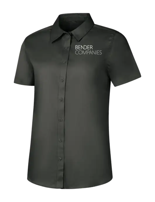Womens Dark Grey Short Sleeve Superpro React Twill Shirt w/Bender Companies Logo
