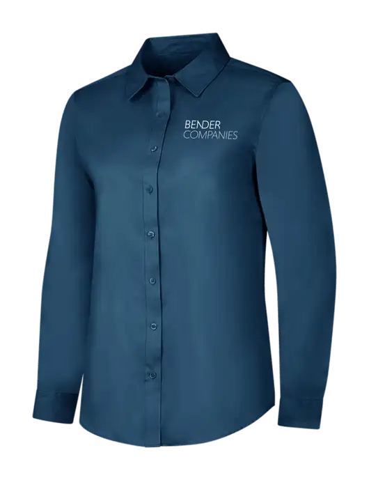 Light Navy Womens Long Sleeve Superpro React Twill Shirt w/Bender Companies Logo