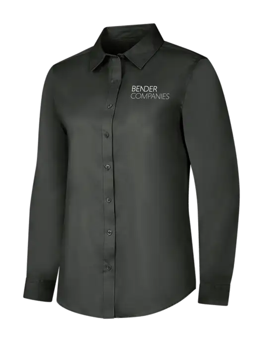 Dark Grey Womens Long Sleeve Superpro React Twill Shirt w/Bender Companies Logo