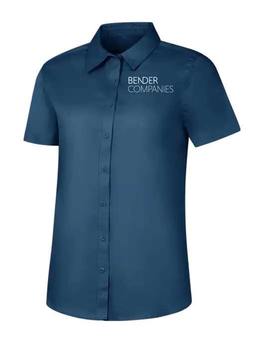 Womens Light Navy Short Sleeve Superpro React Twill Shirt w/Bender Companies Logo