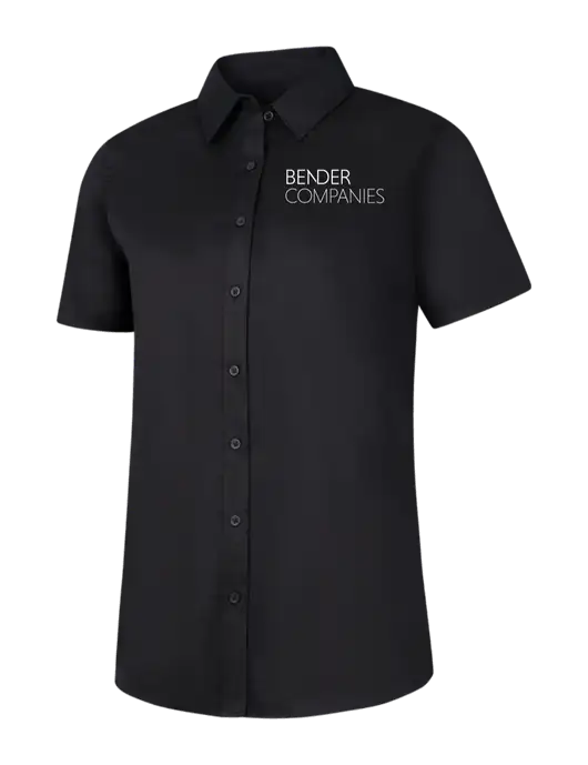 Womens Black Short Sleeve Superpro React Twill Shirt w/Bender Companies Logo
