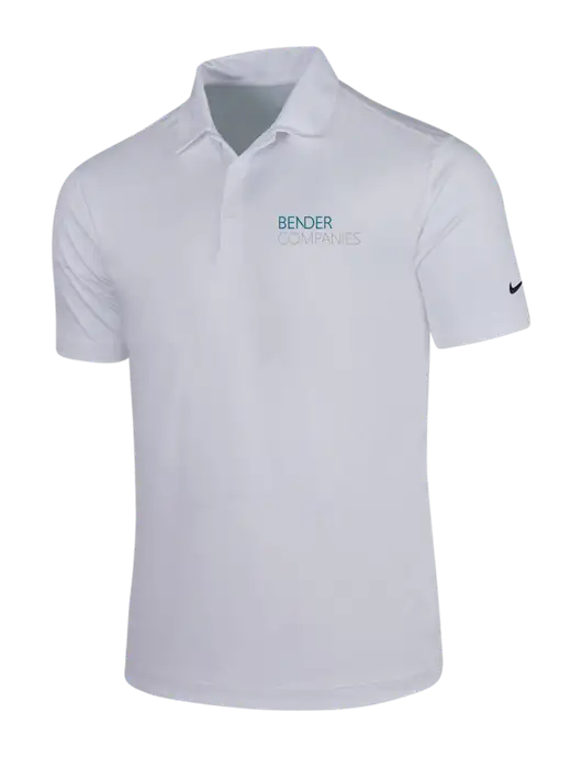 NIKE White Dri-Fit Vertical Mesh Polo w/Bender Companies Logo