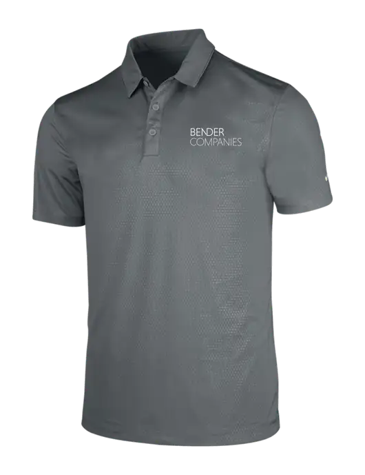 NIKE Medium Grey Dri-Fit Embossed Tri-Blade Polo w/Bender Companies Logo