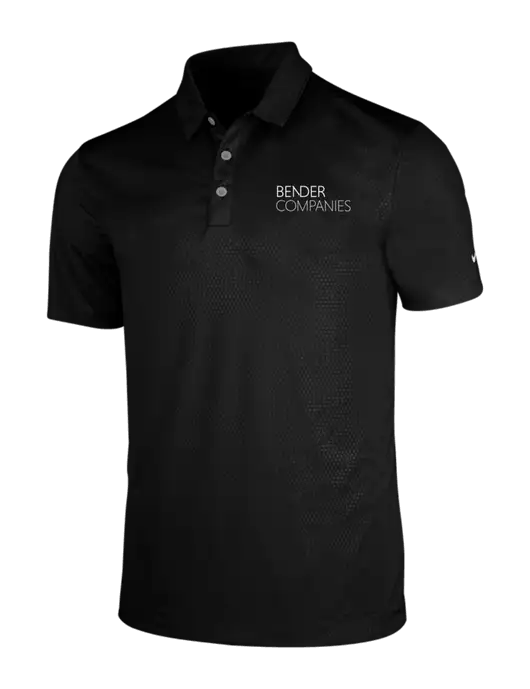 NIKE Black Dri-Fit Embossed Tri-Blade Polo w/Bender Companies Logo