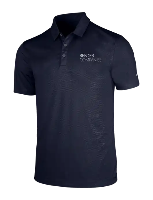 NIKE Dark Navy Dri-Fit Embossed Tri-Blade Polo w/Bender Companies Logo
