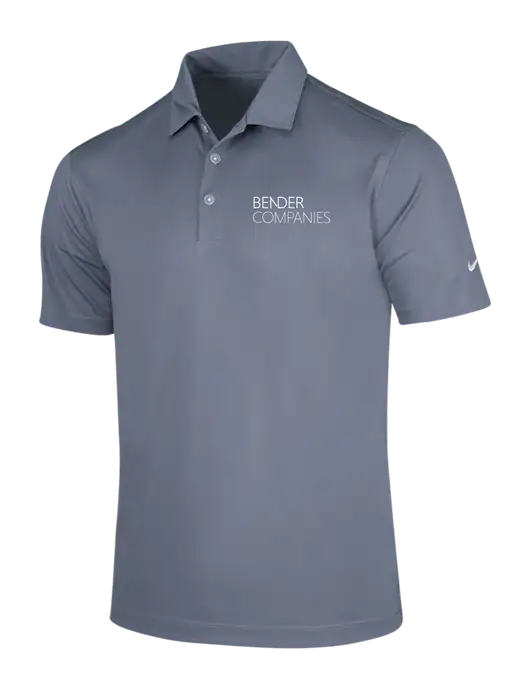 NIKE Medium Grey Dri-Fit Vertical Mesh Polo w/Bender Companies Logo