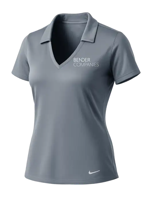 NIKE Medium Grey Womens Dri-Fit Vertical Mesh Polo w/Bender Companies Logo