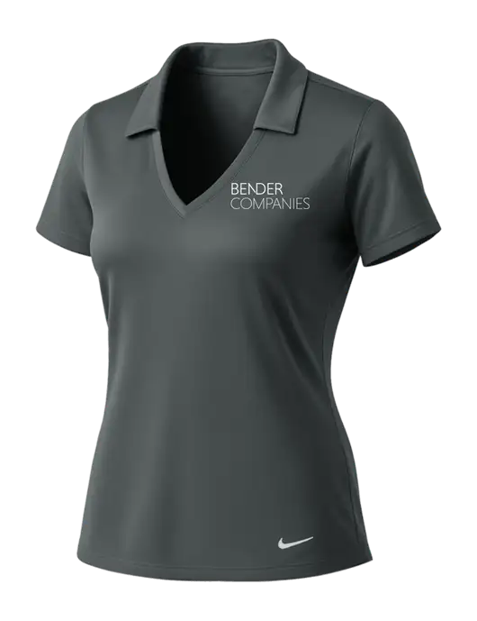 NIKE Dark Grey Womens Dri-Fit Vertical Mesh Polo w/Bender Companies Logo