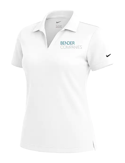 NIKE White Womens Dri-Fit Micro Pique Polo w/Bender Companies Logo