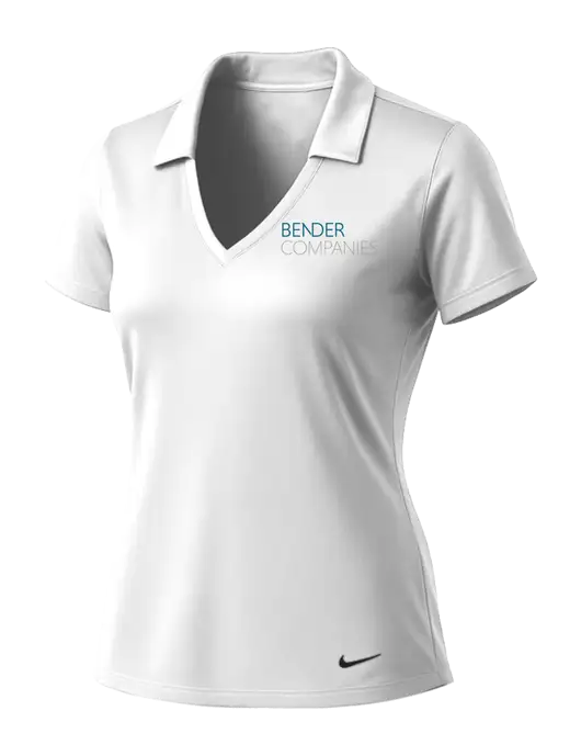 NIKE White Womens Dri-Fit Vertical Mesh Polo w/Bender Companies Logo
