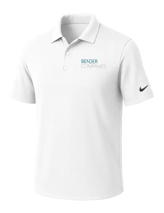 NIKE White Dri-Fit Micro Pique Polo w/Bender Companies Logo