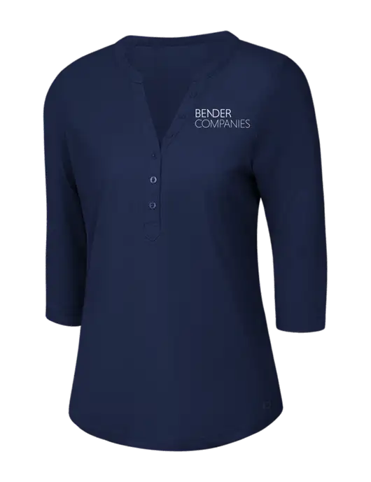 OGIO Navy Jewel Henley w/Bender Companies Logo