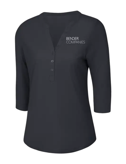 OGIO Charcoal Grey Jewel Henley w/Bender Companies Logo