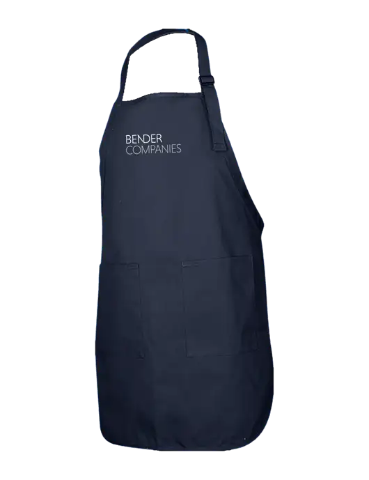 Full-Length Navy Apron With Pockets w/Bender Companies Logo