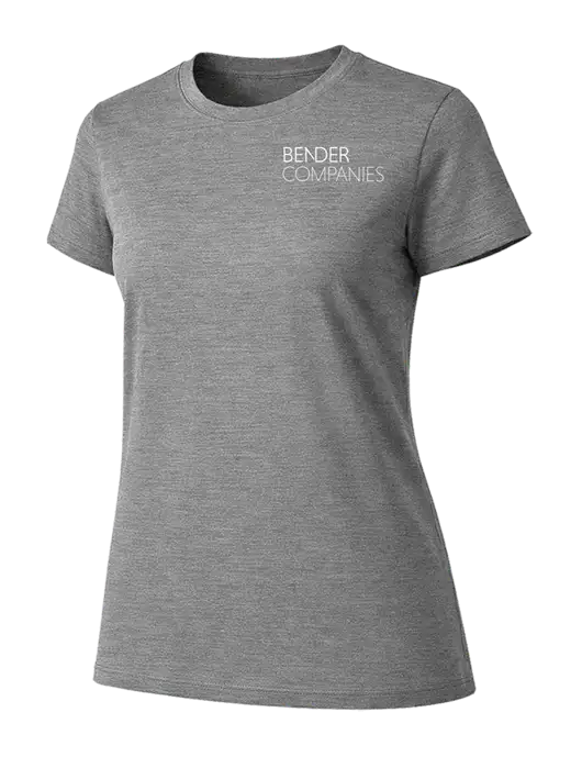 Womens Ring Spun Light Grey Heather 4.5 oz T-Shirt w/Bender Companies Logo
